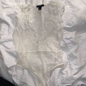 White lace body suit large